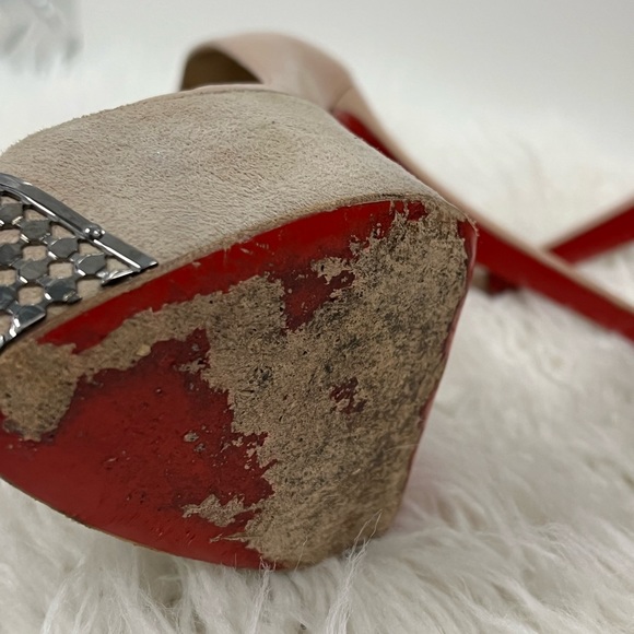 Christian Louboutin Maggie 140 suede Royal/ patent calf nude pumps 40 - Picture 4 of 4